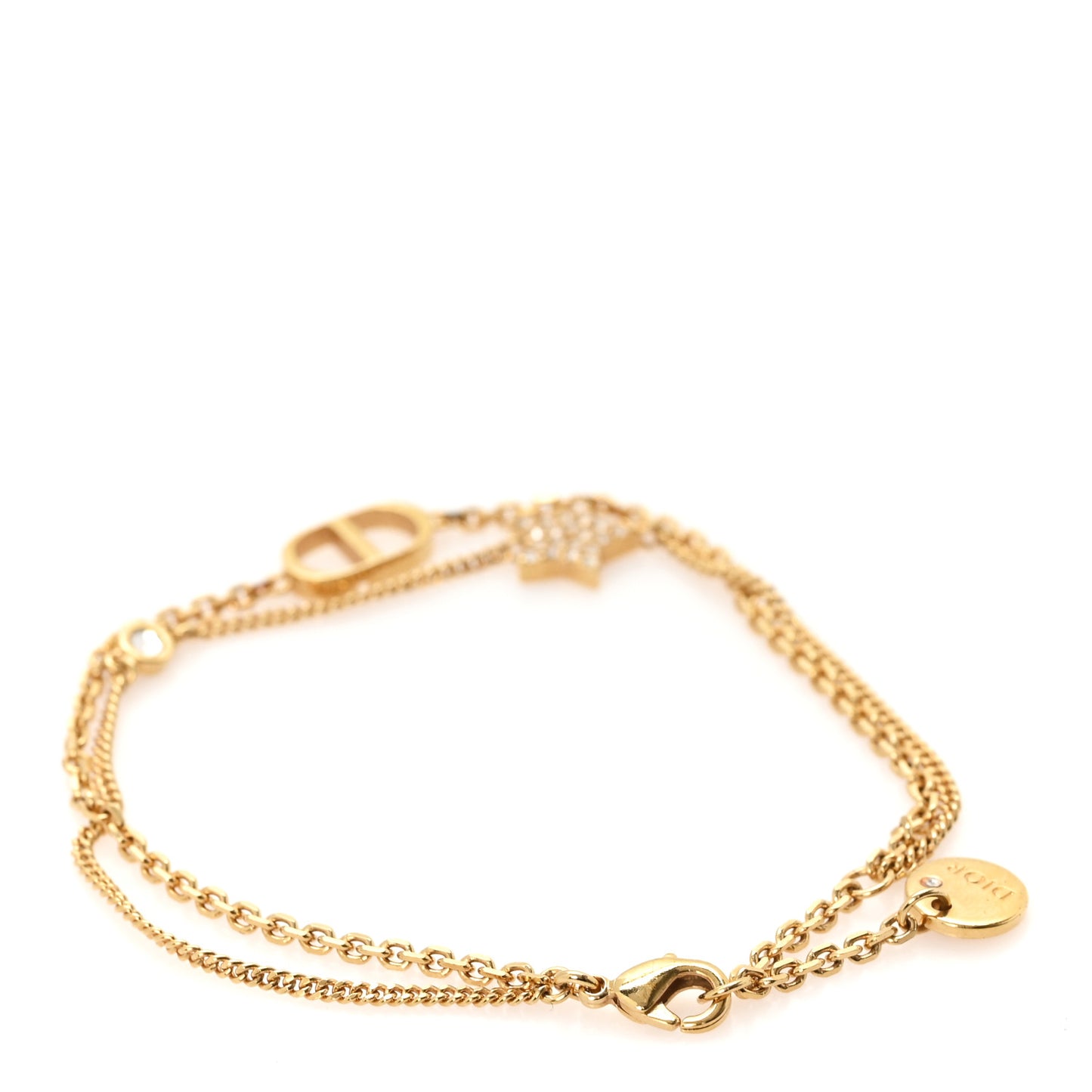 Metal Crystal Petit CD Double Bracelet Gold Gold