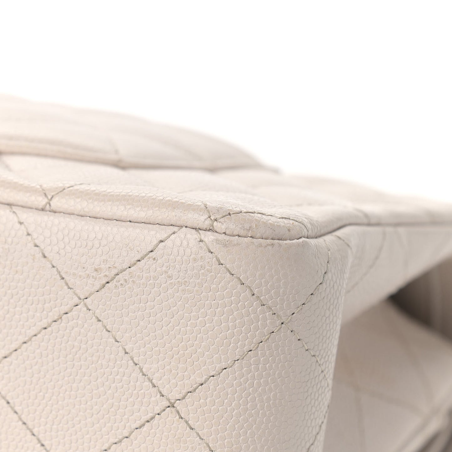 Caviar Quilted Medium Double Flap Ivory