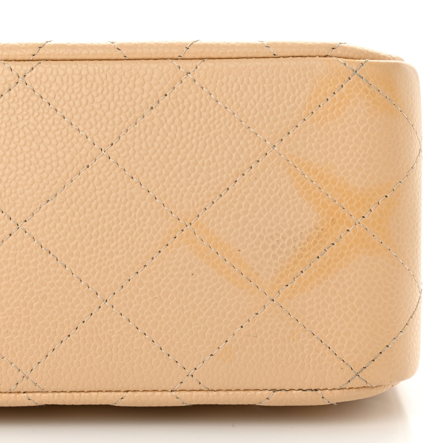 Caviar Quilted Jumbo Double Flap Beige