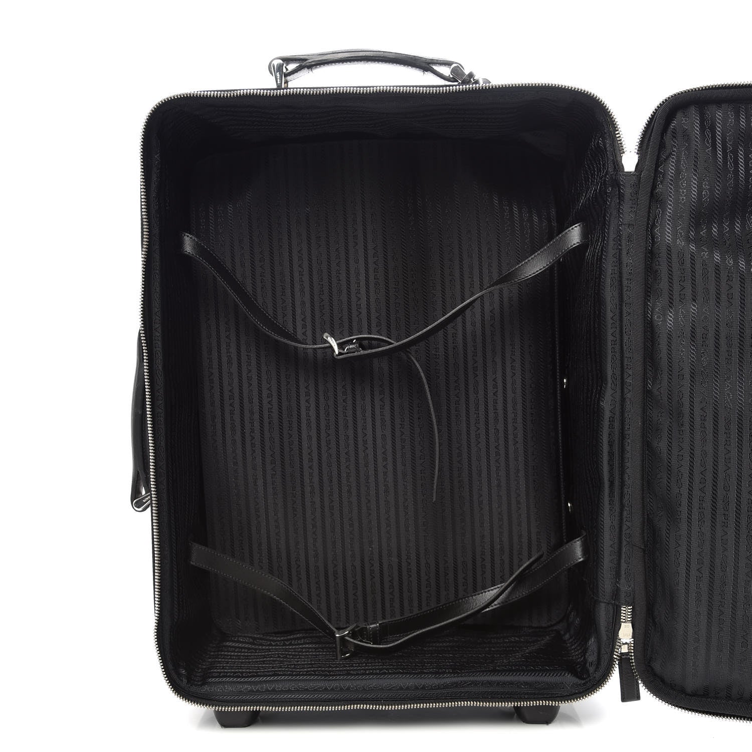 Prada Tessuto Nylon Saffiano Trolley Luggage Black 8 of 18