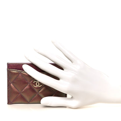 Chanel Iridescent Lambskin Quilted Card Holder Purple 2 of 9
