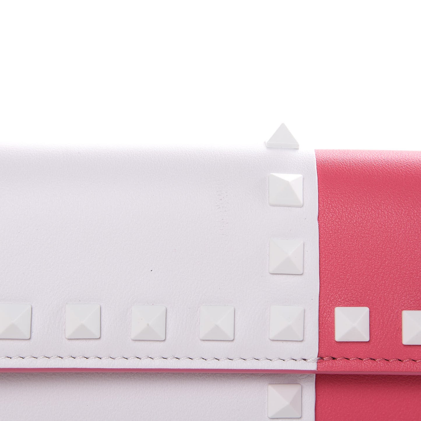 Vitello Colorblock Free Rockstud Wristlet Travel Wallet Shadow Pink Optic White