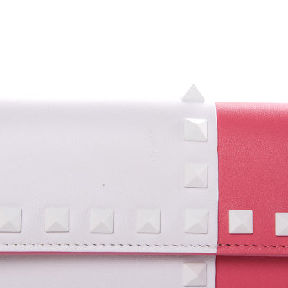 Valentino Garavani Vitello Colorblock Free Rockstud Wristlet Travel Wallet Shadow Pink Optic White 9 of 12