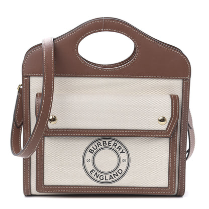 Burberry Canvas Smooth Calfskin Two Tone Mini Pocket Bag Tan 1 of 9