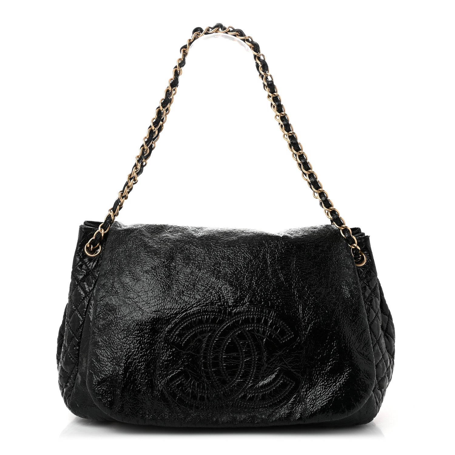 Chanel Vinyl XL Rock and Chain Flap Black 1 of 12