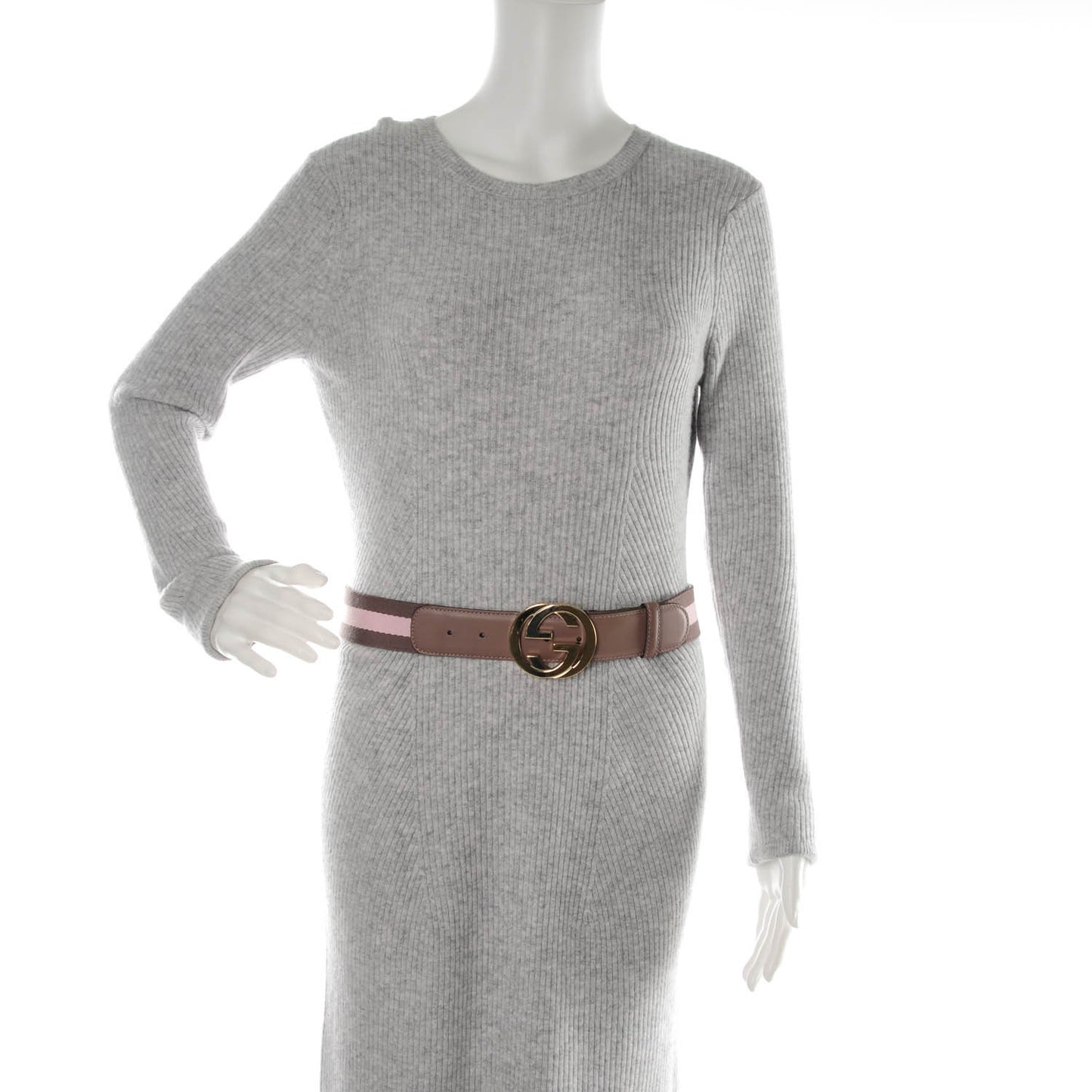 Canvas Web Interlocking G Belt 80 32 Brown Pink