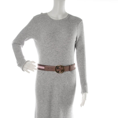 Gucci Canvas Web Interlocking G Belt 80 32 Brown Pink 2 of 6