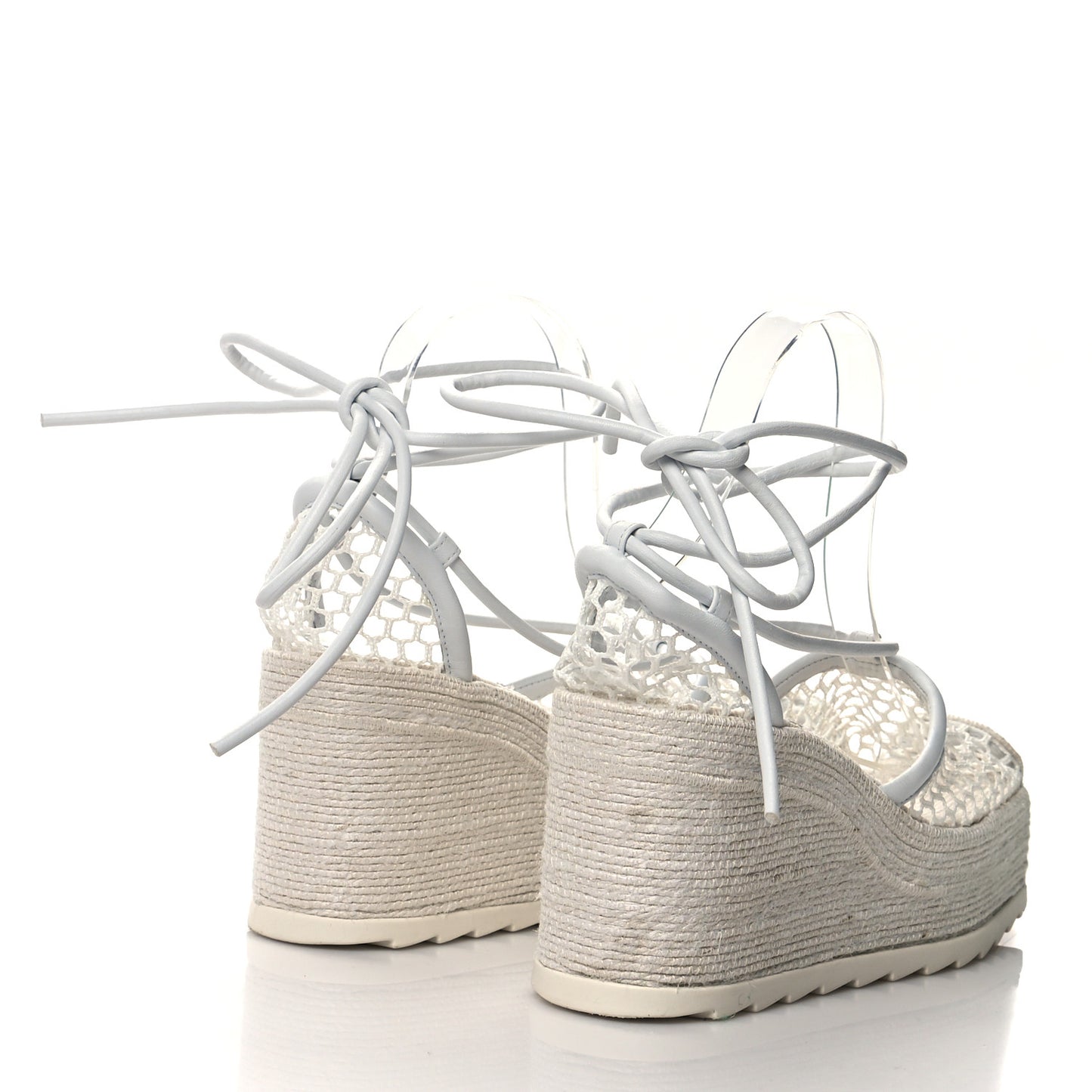 Mesh Lambskin Sporty Web Stretch Ankle Tie Espadrilles 37 Optic White