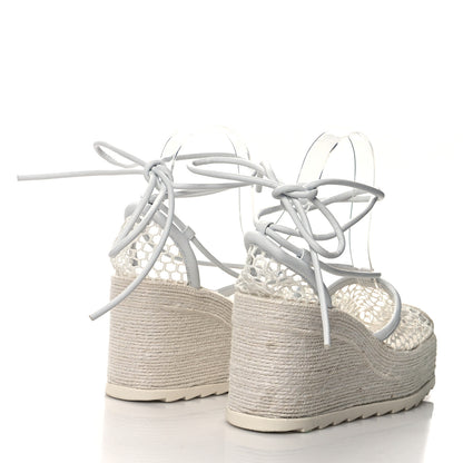 Bottega Veneta Mesh Lambskin Sporty Web Stretch Ankle Tie Espadrilles 37 Optic White 4 of 10