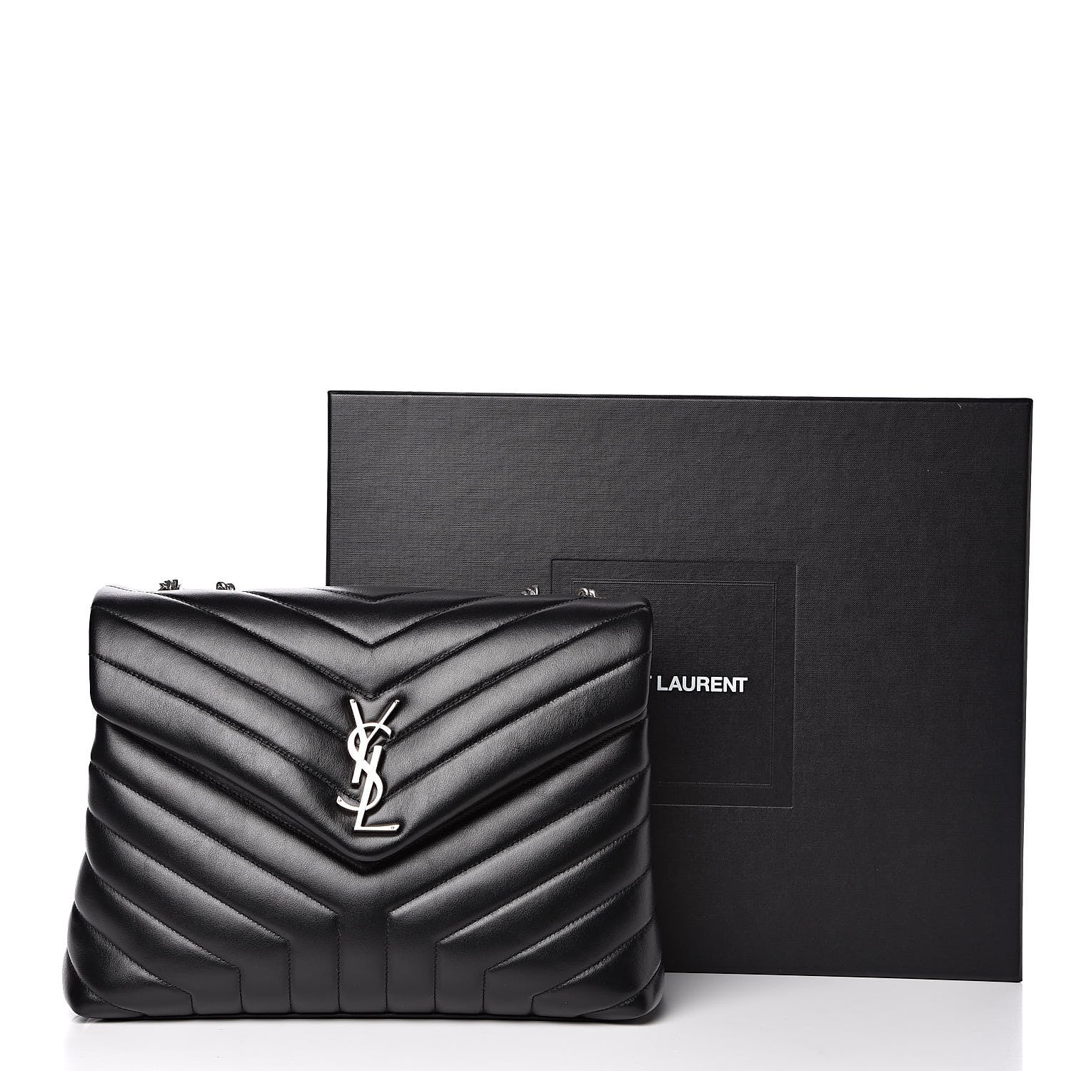 Saint Laurent Calfskin Y Quilted Monogram Medium Loulou Chain Satchel Black 11 of 11