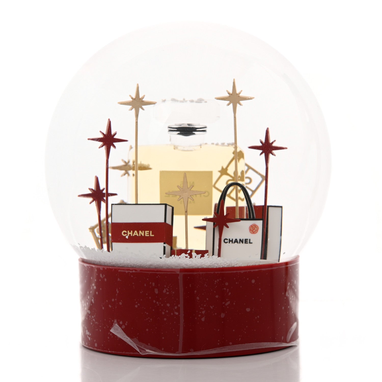 Chanel Glass N°5 Perfume Bottle Snow Globe Red 3 of 8