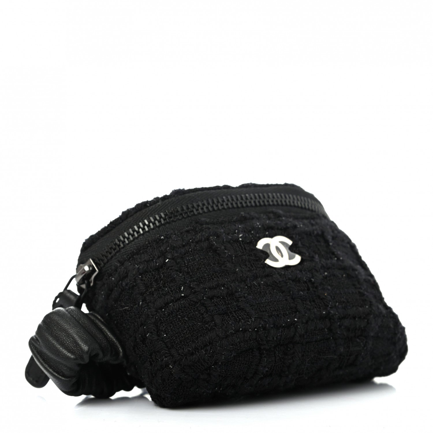 Chanel Tweed Lambskin Quilted Arm Coin Purse Black 4 of 7