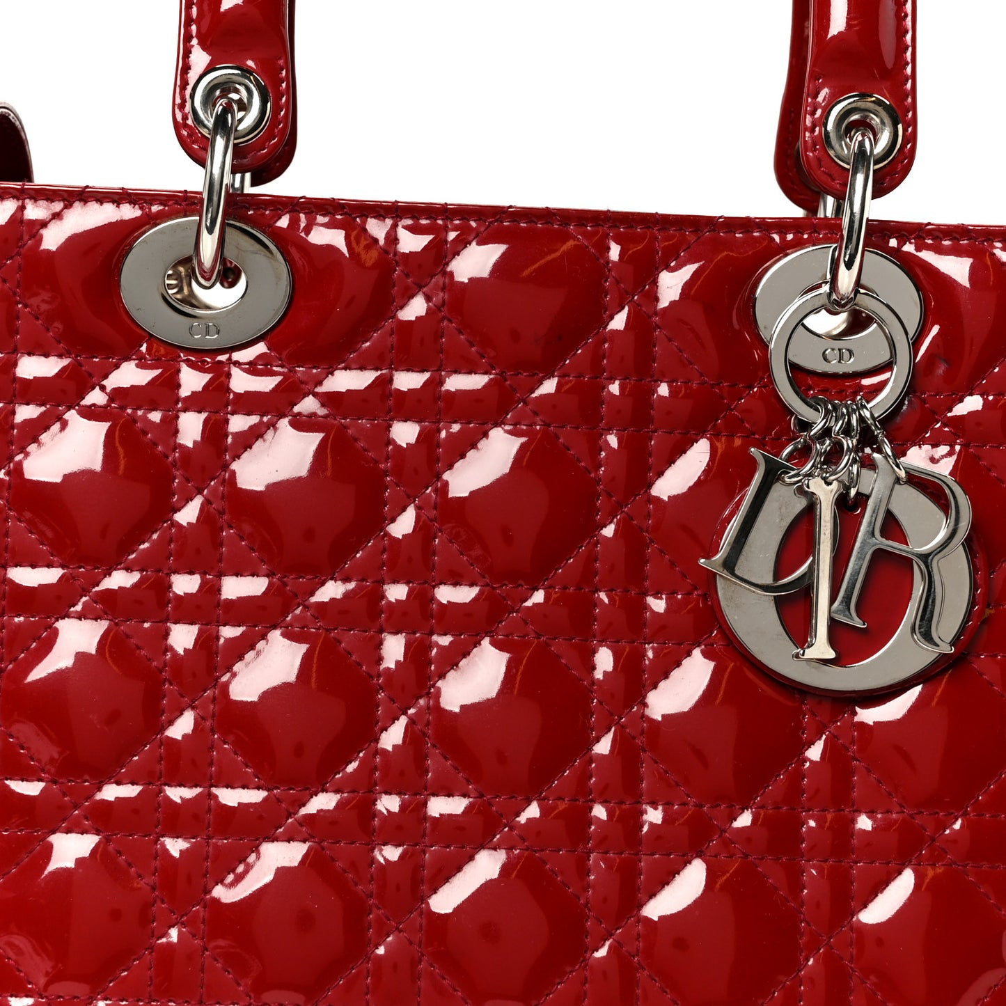 Patent Cannage Large Lady Dior Red