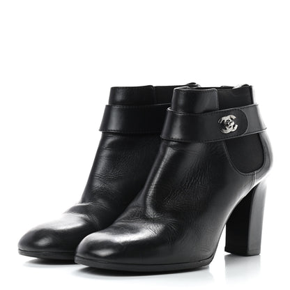 Chanel Calfskin CC Turnlock Ankle Boots 40 Black 2 of 12