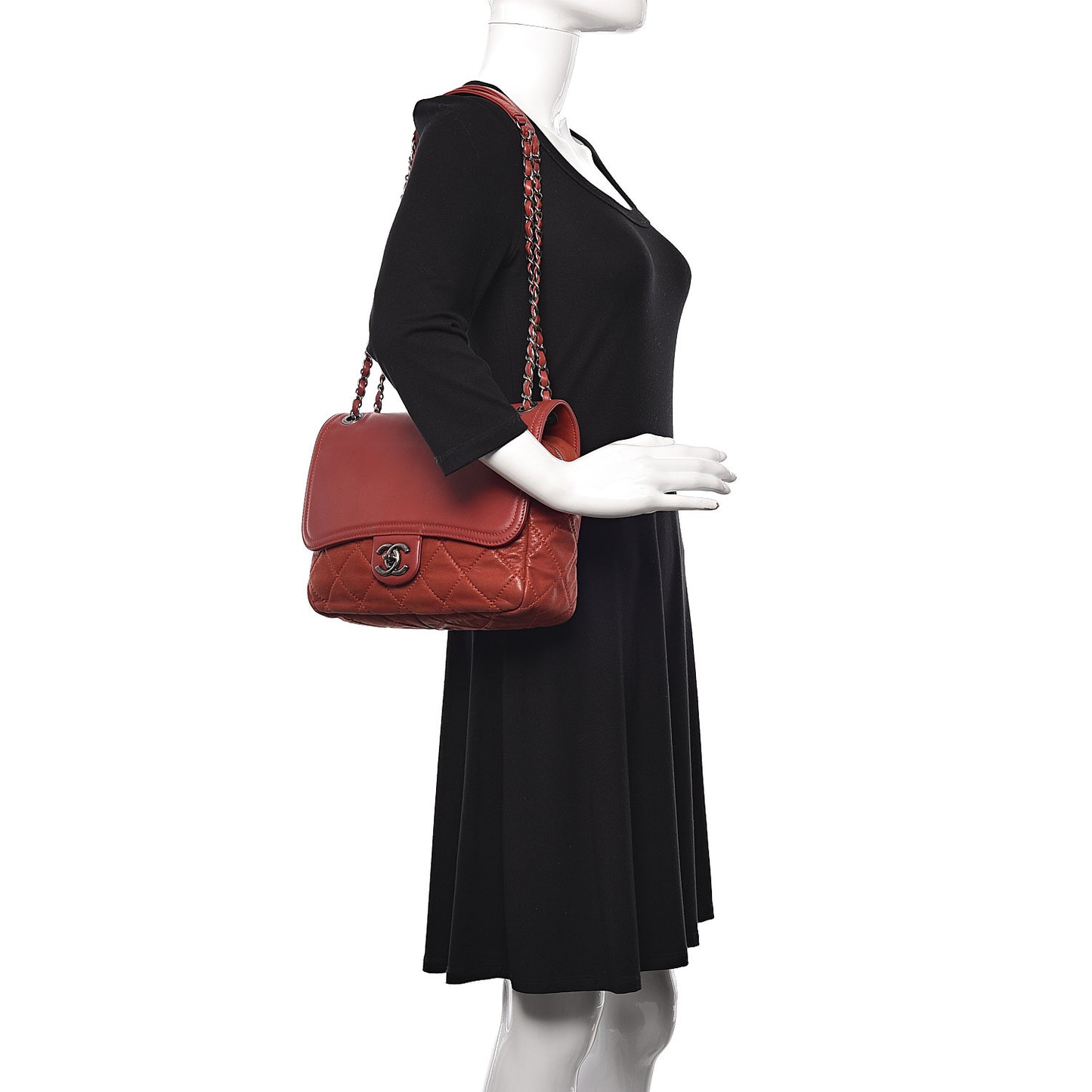 Iridescent Calfskin Medium In the Mix Flap Red