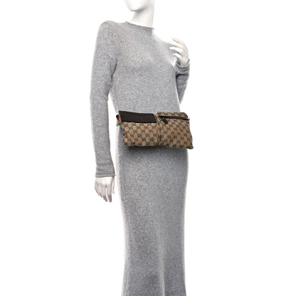 Gucci GG Monogram Web Double Pocket Belt Bag Dark Brown 2 of 15