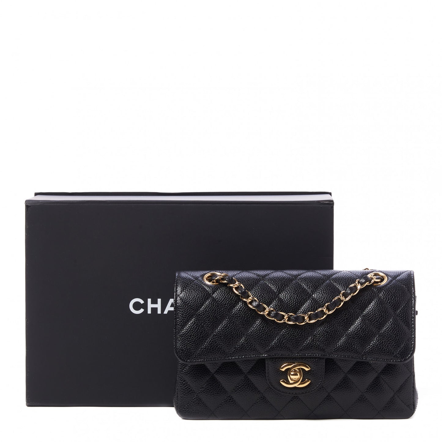 Caviar Quilted Small Double Flap Black