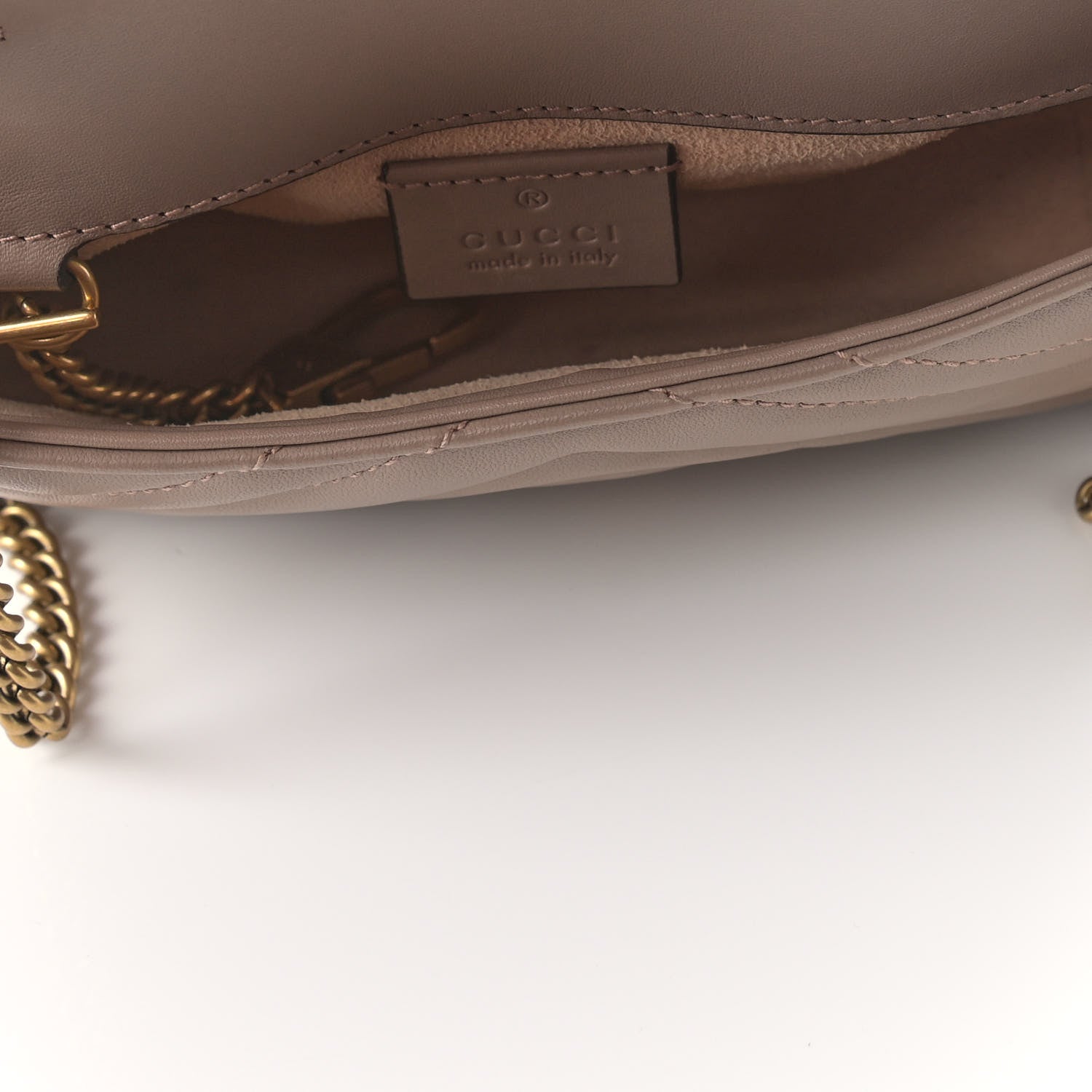 Gucci Calfskin Matelasse Super Mini GG Marmont Shoulder Bag Porcelain Rose 9 of 23