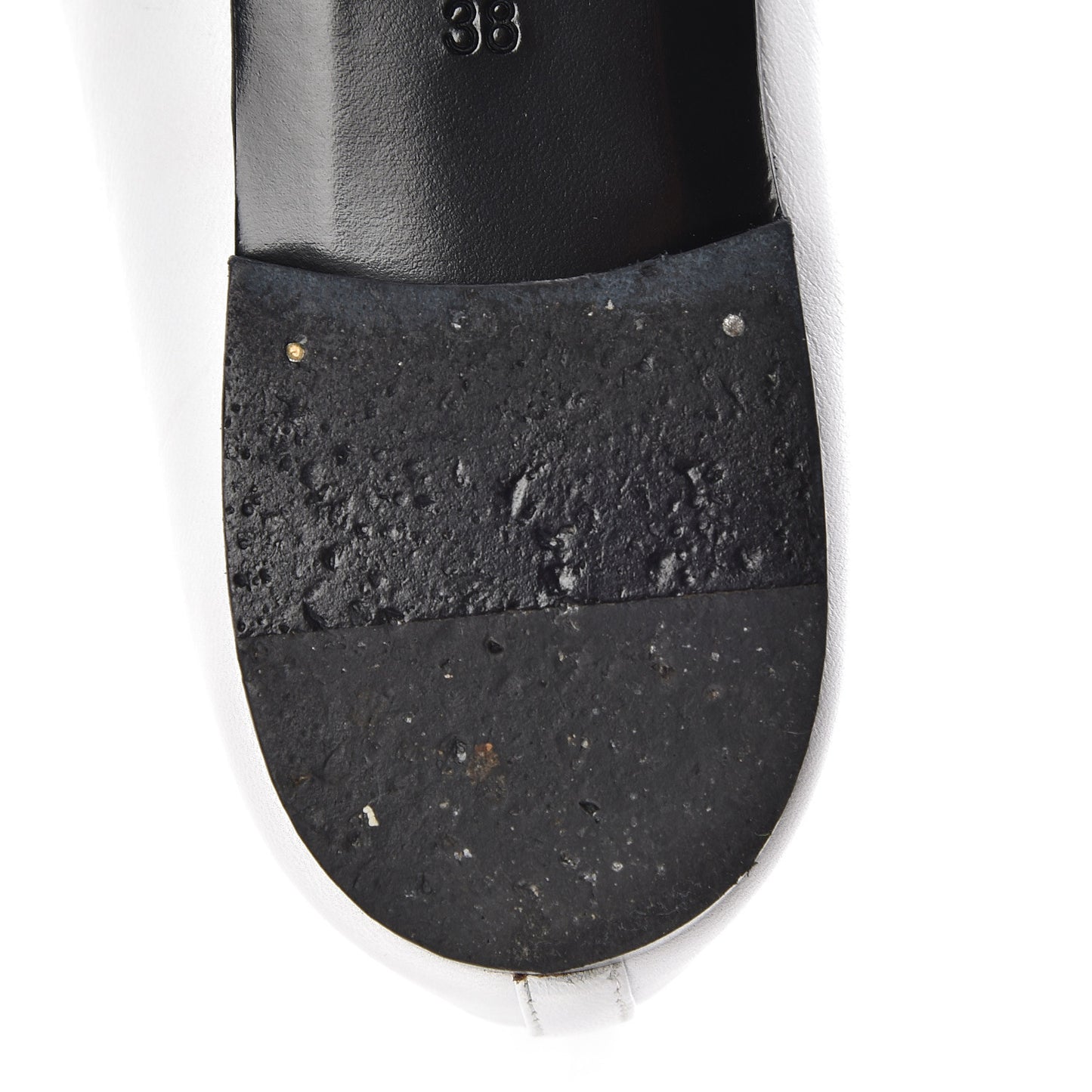 Lambskin Cap Toe Ballerina Flats 38 White Black