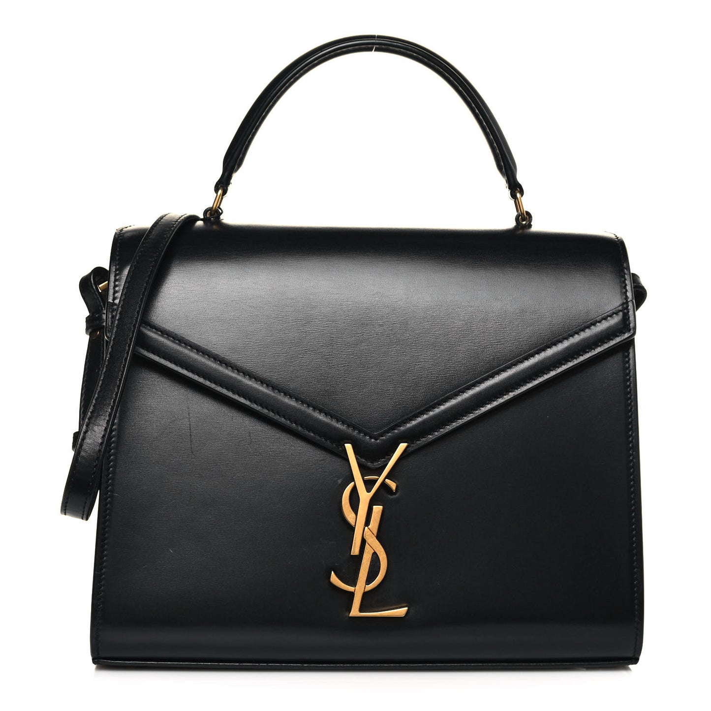 Smooth Calfskin Medium Classic Monogram Cassandra Top Handle Black Rouge Legion