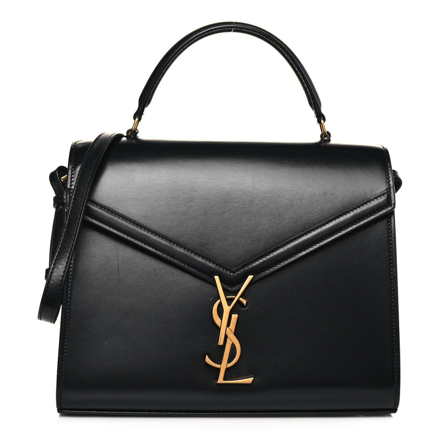 Saint Laurent Smooth Calfskin Medium Classic Monogram Cassandra Top Handle Black Rouge Legion 1 of 13