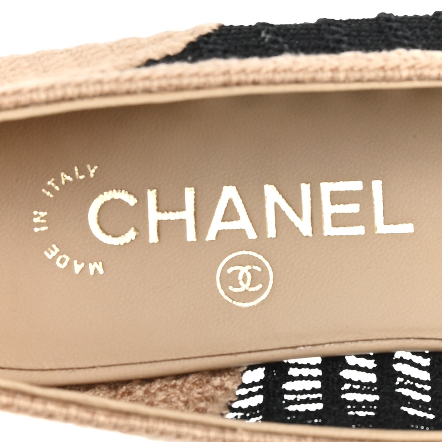 Chanel Raffia Cap Toe Ballerina Flats 37.5 Black Beige 8 of 9