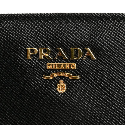 Prada Saffiano Metal Continental Flap Wallet Black White 7 of 9