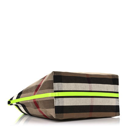 Burberry Canvas Mega Check Extra Large The Giant Reversible Tote Black Neon Yellow 4 of 10