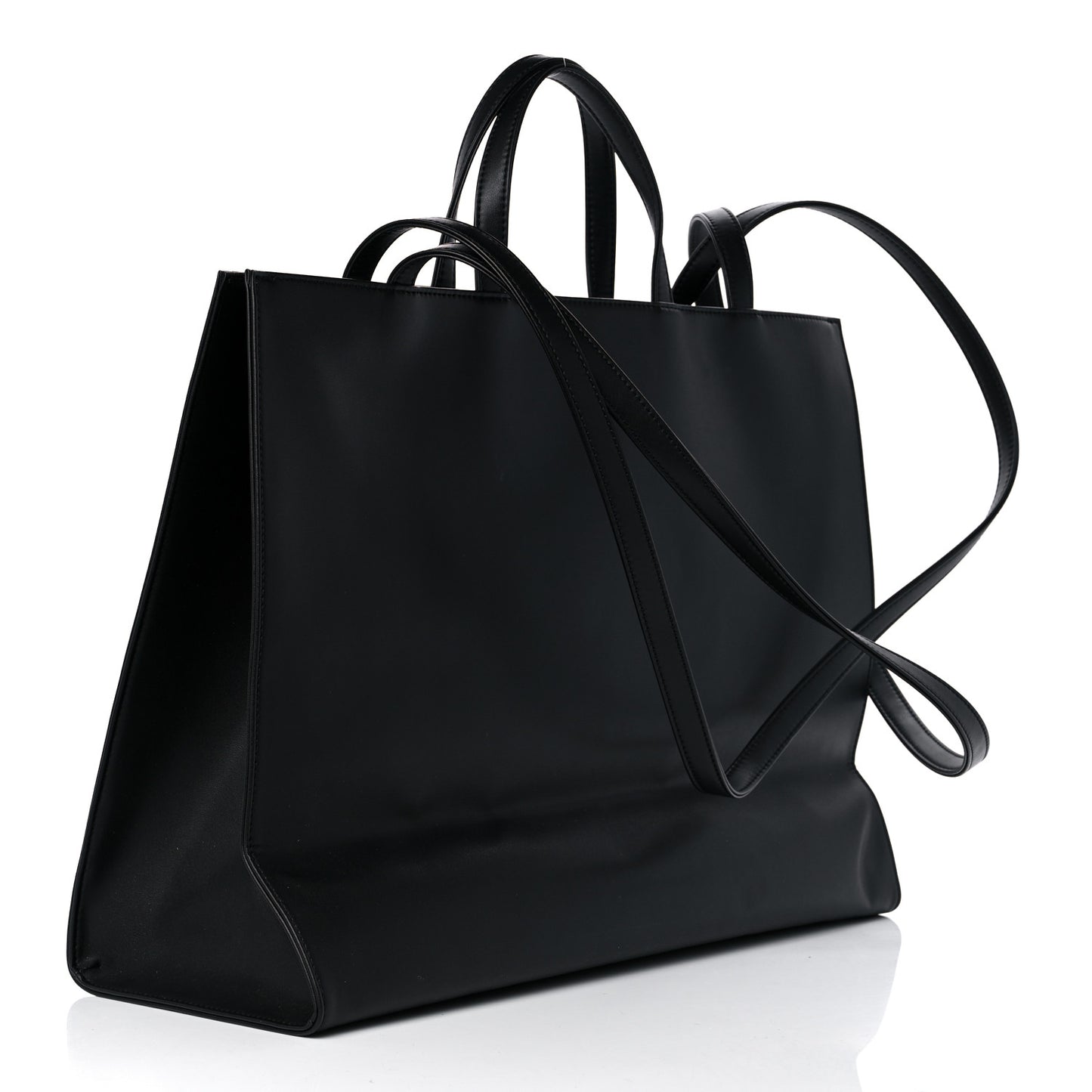 Vegan Leather Large Shopping Bag Black