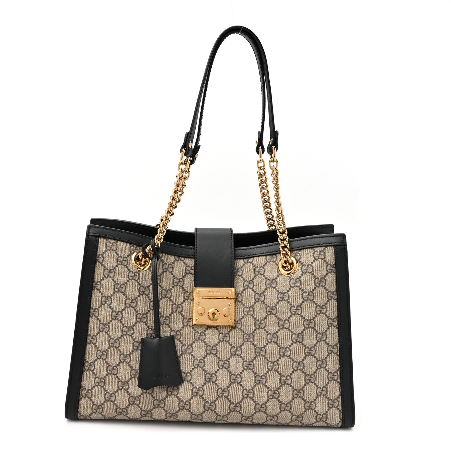 GG Supreme Monogram Medium Padlock Tote Black