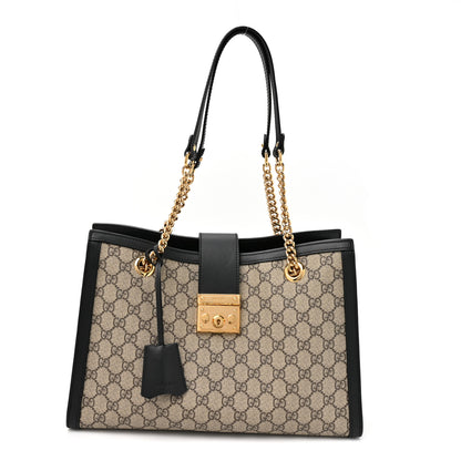 Gucci GG Supreme Monogram Medium Padlock Tote Black 1 of 12