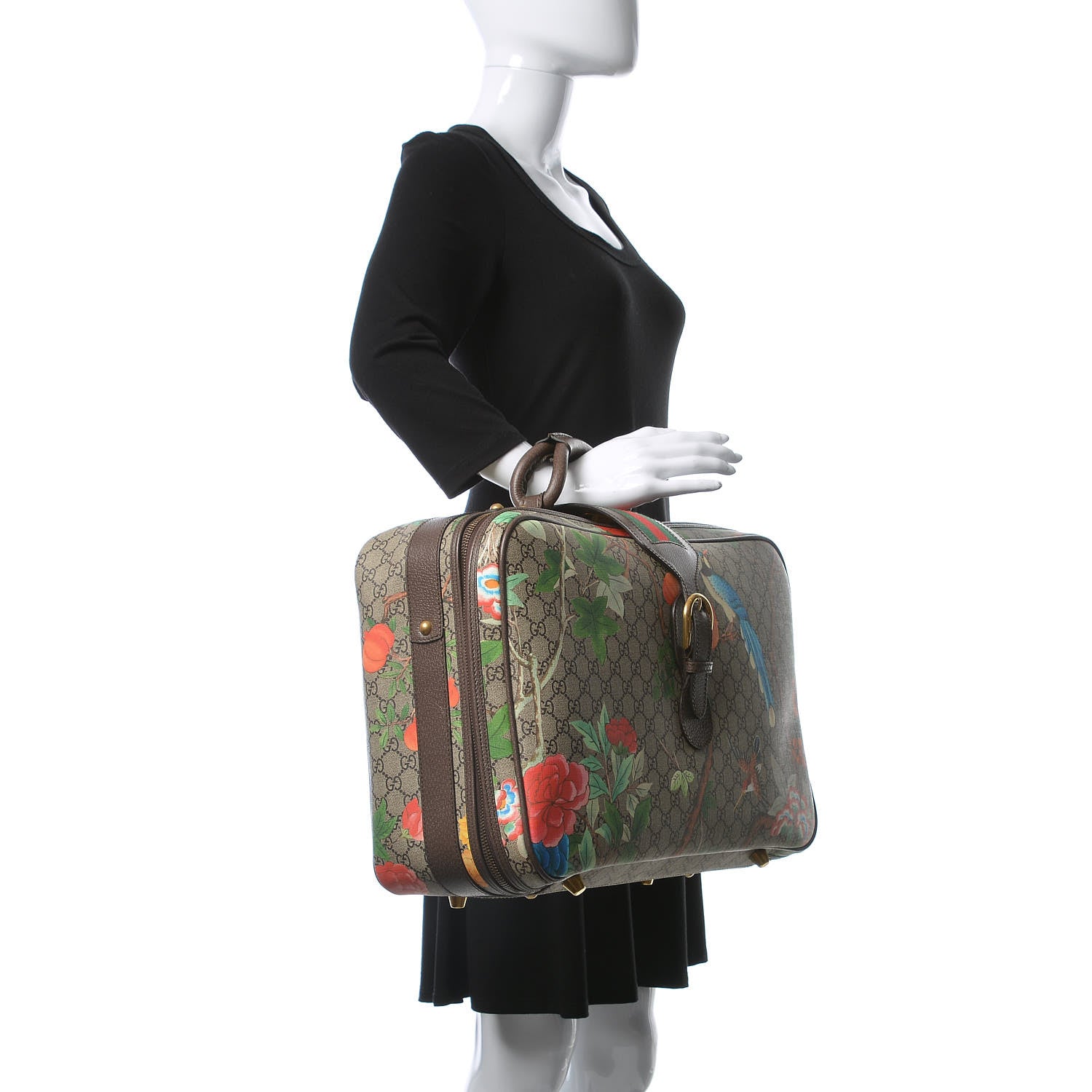 Gucci GG Supreme Monogram Tian Web Suitcase Beige Multicolor New Acero 2 of 15