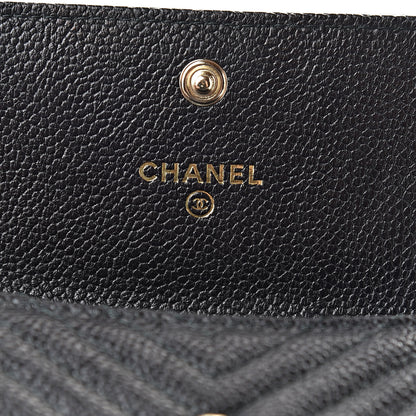 Chanel Caviar Chevron Quilted Boy Flap Card Holder Black 6 of 9