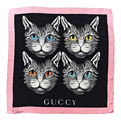 Gucci Silk Mystic Cat Square Scarf Black 1 of 5
