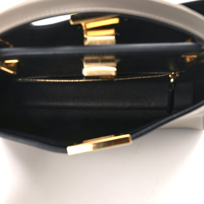 Fendi Vitello Tahiti Burro Medium Peekaboo Iconic Essentially Satchel Tortora Black 6 of 14