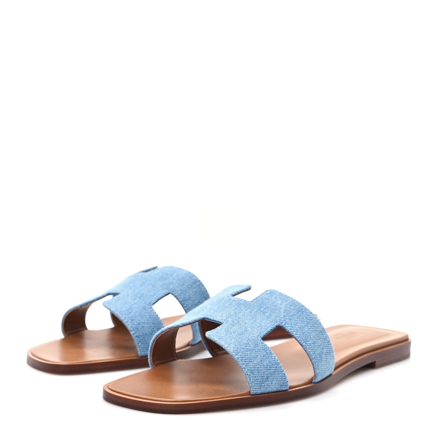 Hermes Denim Canvas Oran Sandals 41 Bleu Clair 3 of 9