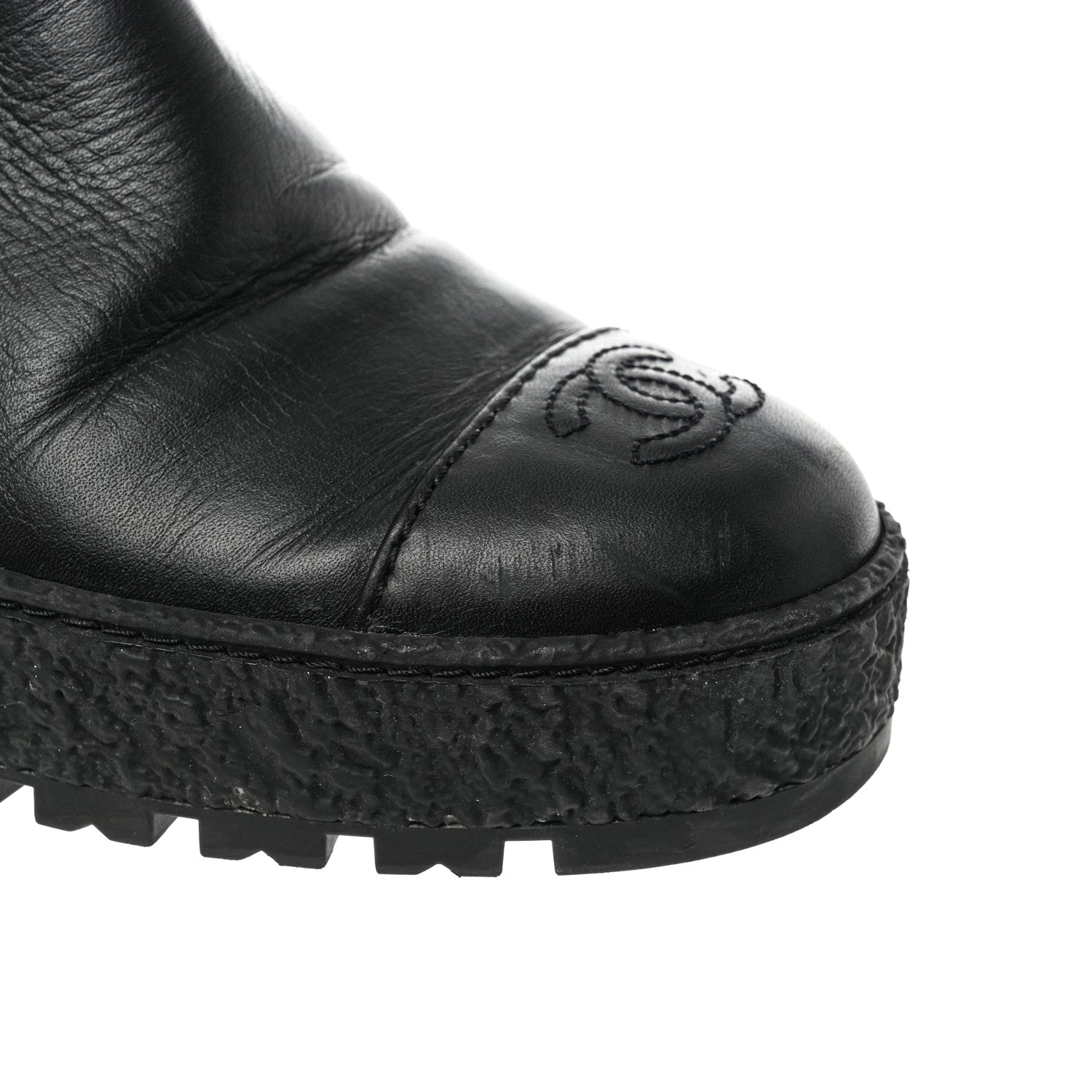 Chanel Calfskin Cap Toe CC Ankle Boots 39 Black 12 of 13