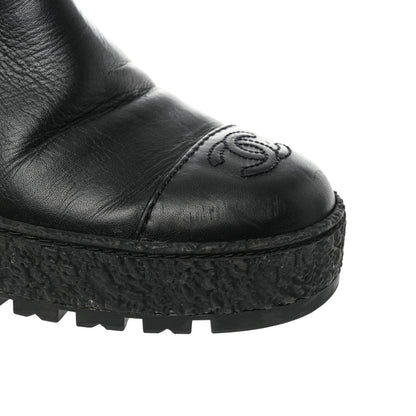Chanel Calfskin Cap Toe CC Ankle Boots 39 Black 12 of 13