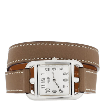 Hermes Stainless Steel Swift 23mm Cape Cod Double Tour Quartz Watch Etoupe 2 of 5