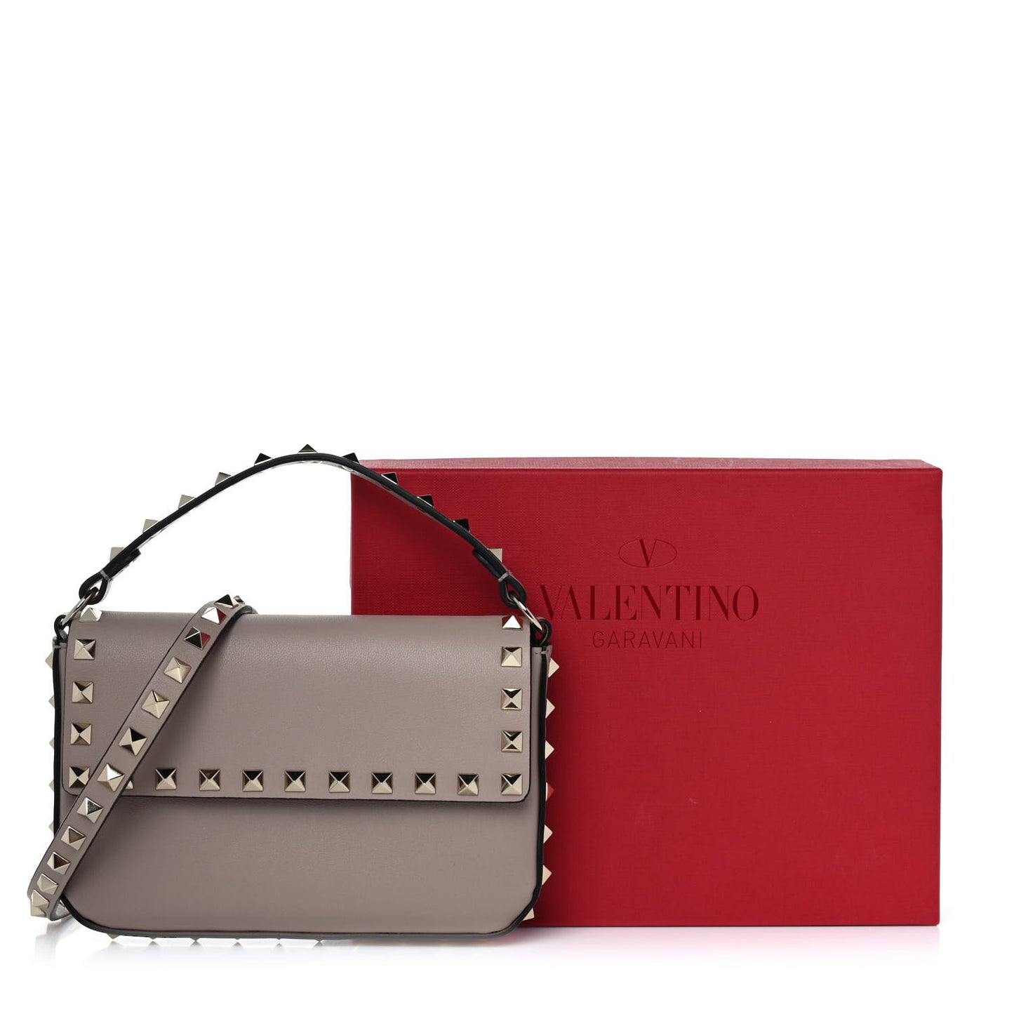 Vitello Rockstud Crossbody Pouch Poudre