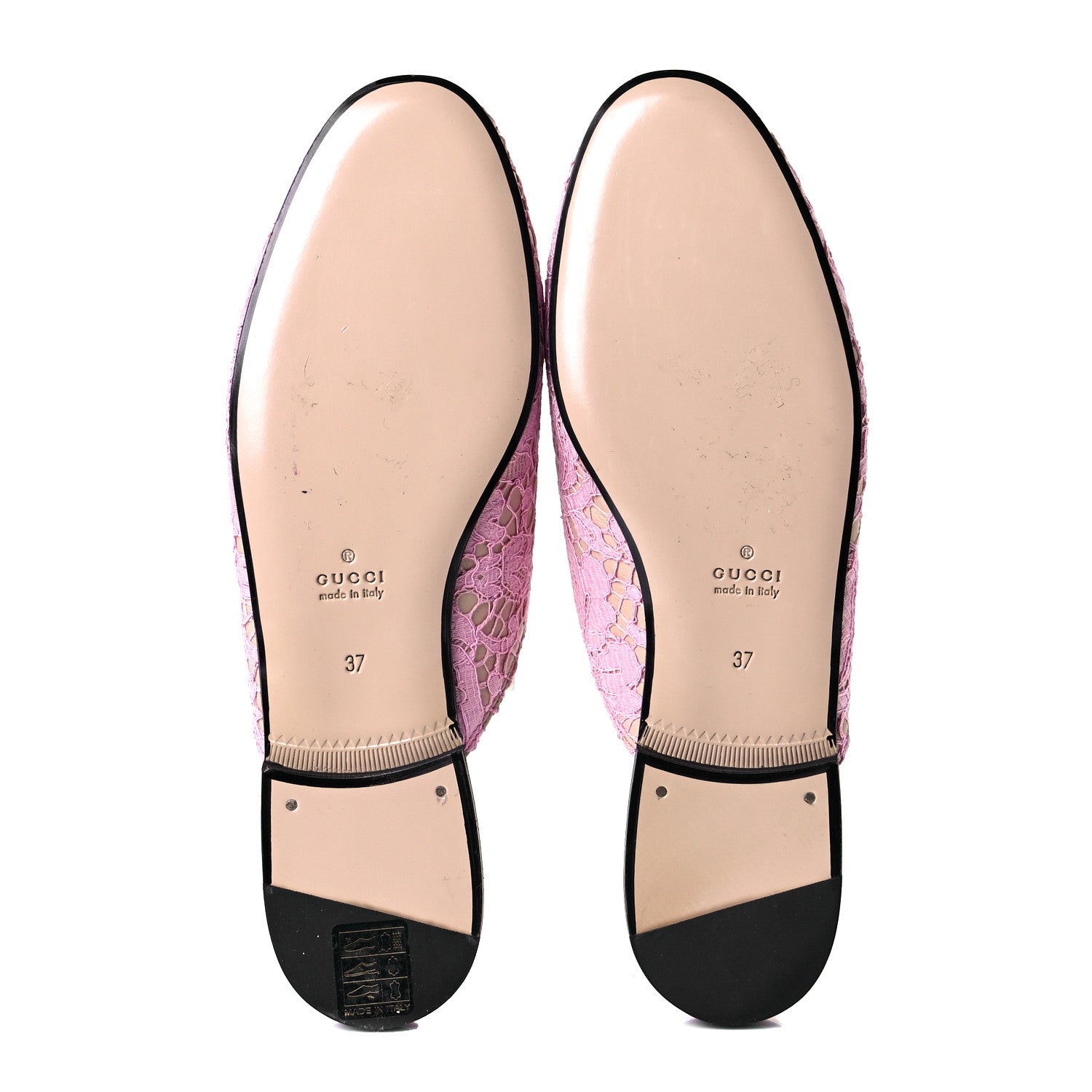 Gucci Lace Malaga Kid Womens Princetown Slippers 37 Sugar Pink Skin Rose 7 of 9