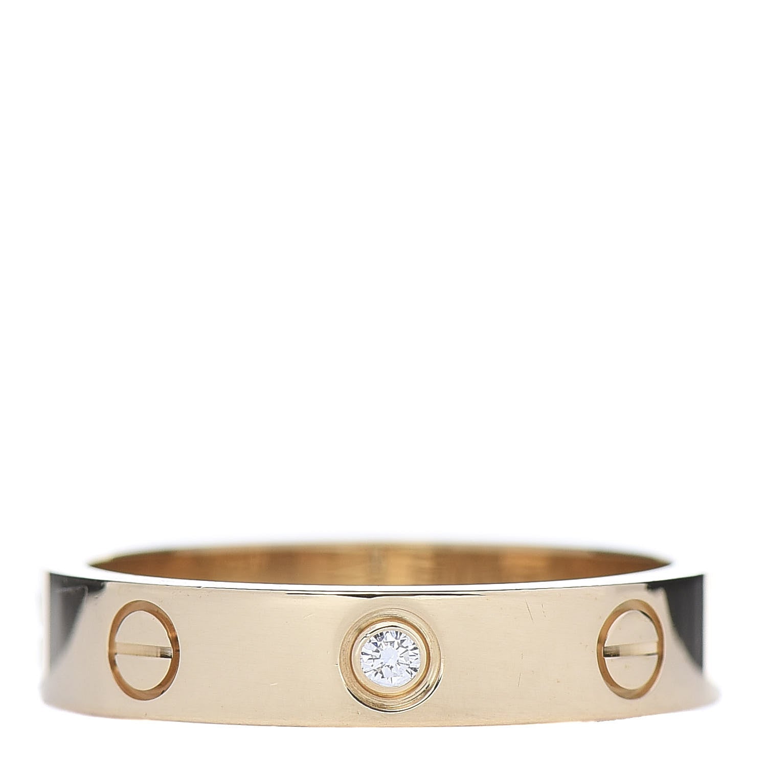 Cartier 18K Yellow Gold Diamond 4mm LOVE Wedding Band Ring 54 6.75 1 of 5