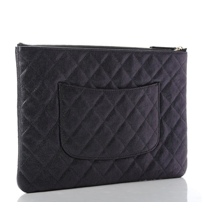 Chanel Iridescent Caviar Medium Night by the C Pouch Clutch Black 3 of 10