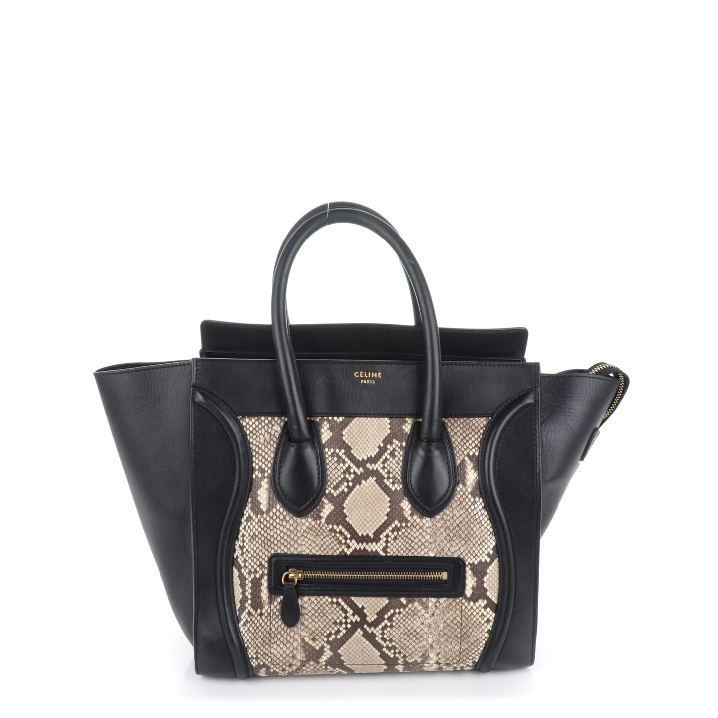 Python Smooth Calfskin Mini Bi-Color Luggage Black Natural