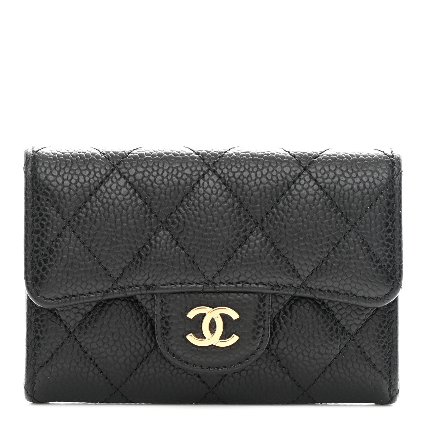 Chanel Caviar Quilted Flap Card Holder Wallet Black 1 of 9