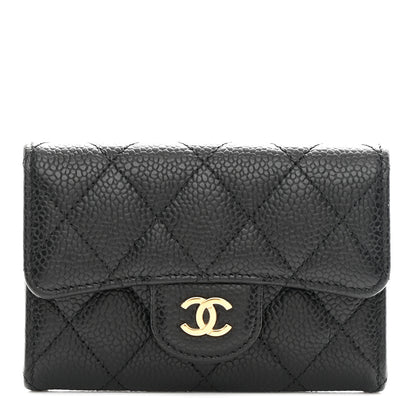 Chanel Caviar Quilted Flap Card Holder Wallet Black 1 of 9