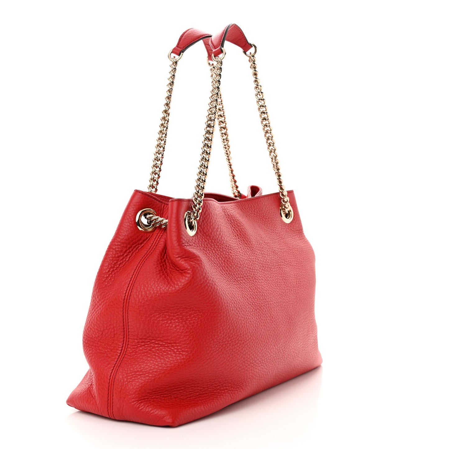 Pebbled Calfskin Medium Soho Chain Shoulder Bag Tabasco Red