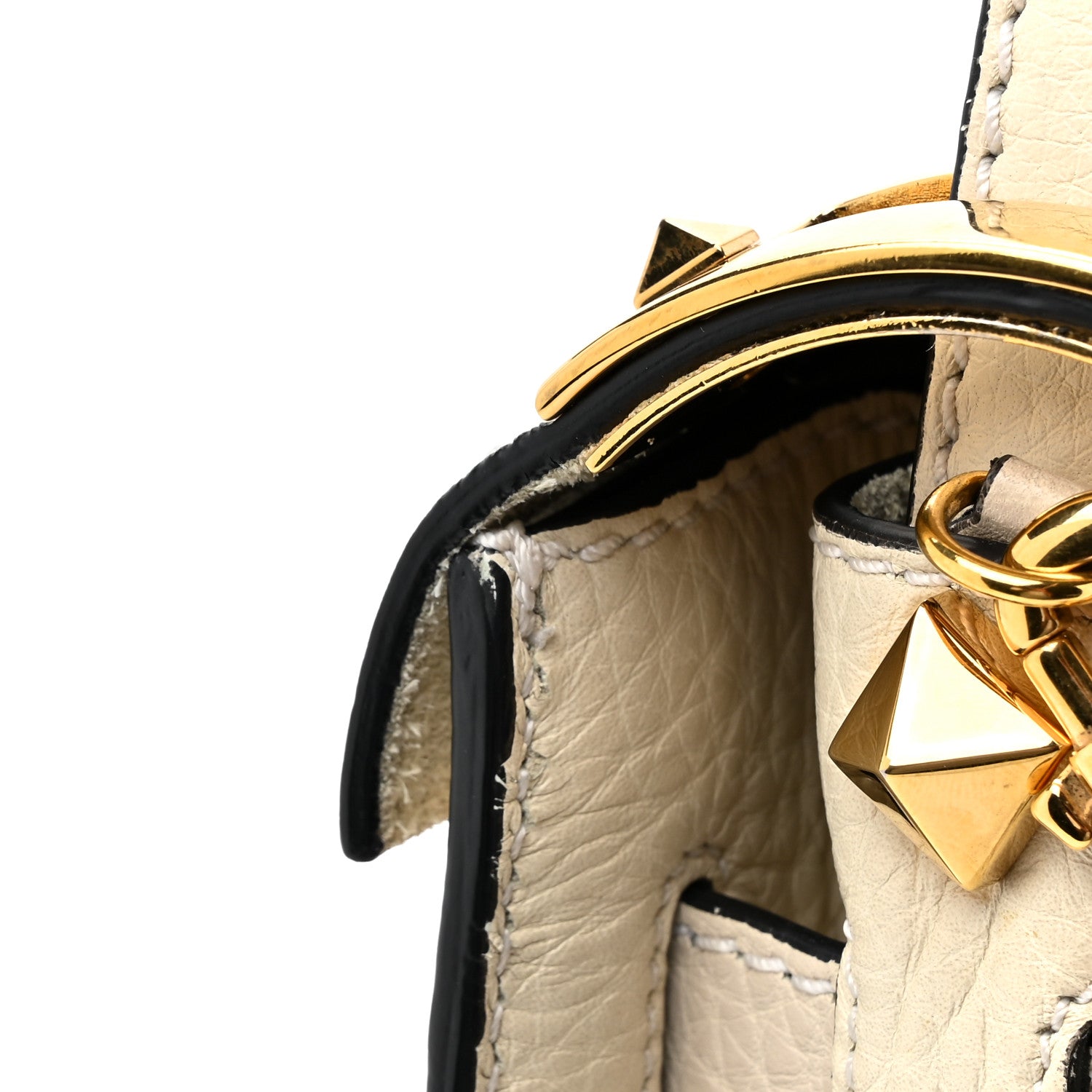 Valentino Garavani VALENTINO GARAVANI Grained Calfskin Medium My Rockstud Frame Bag Light Ivory 11 of 14