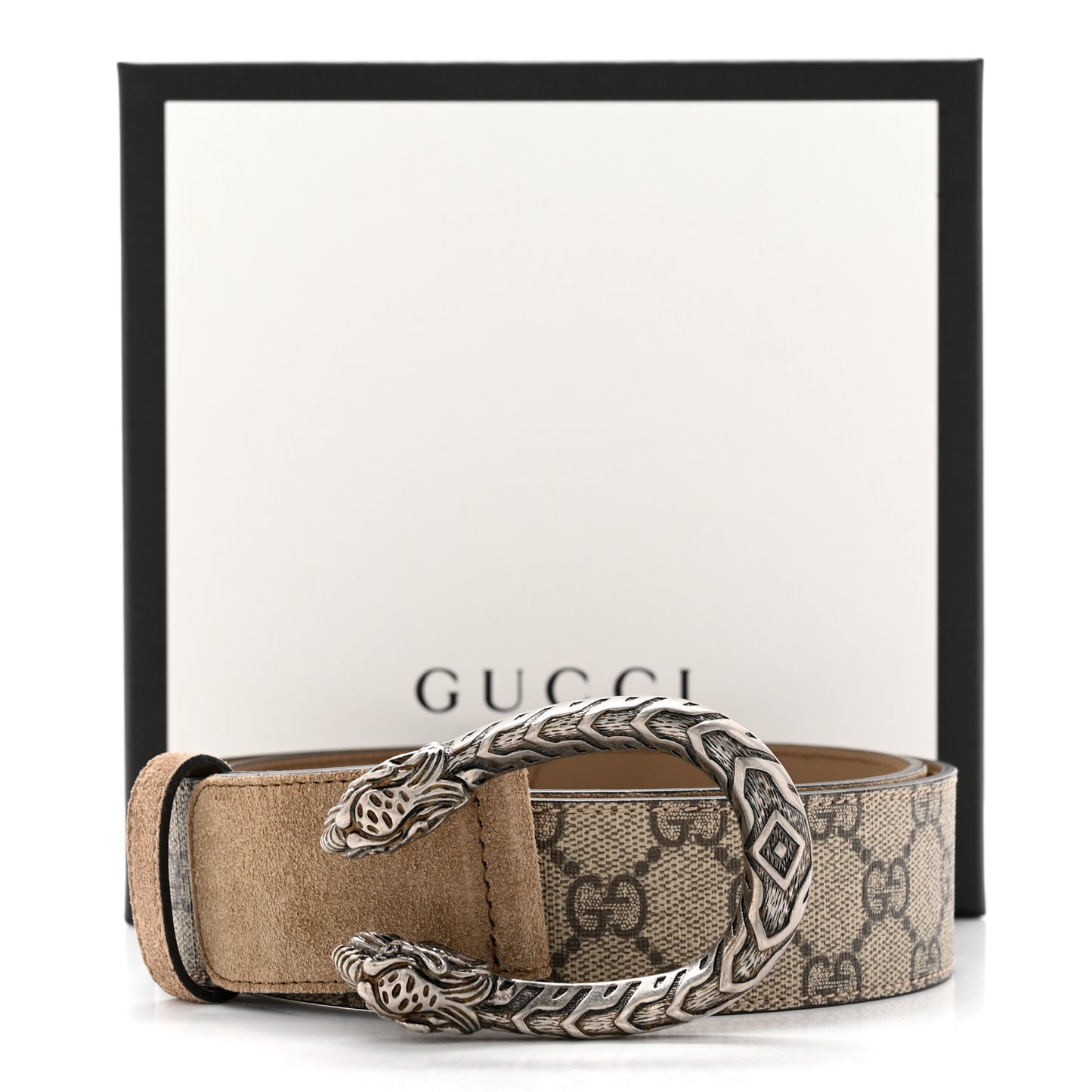 GG Supreme Monogram Suede Dionysus 40mm Belt 80/32 Beige Taupe