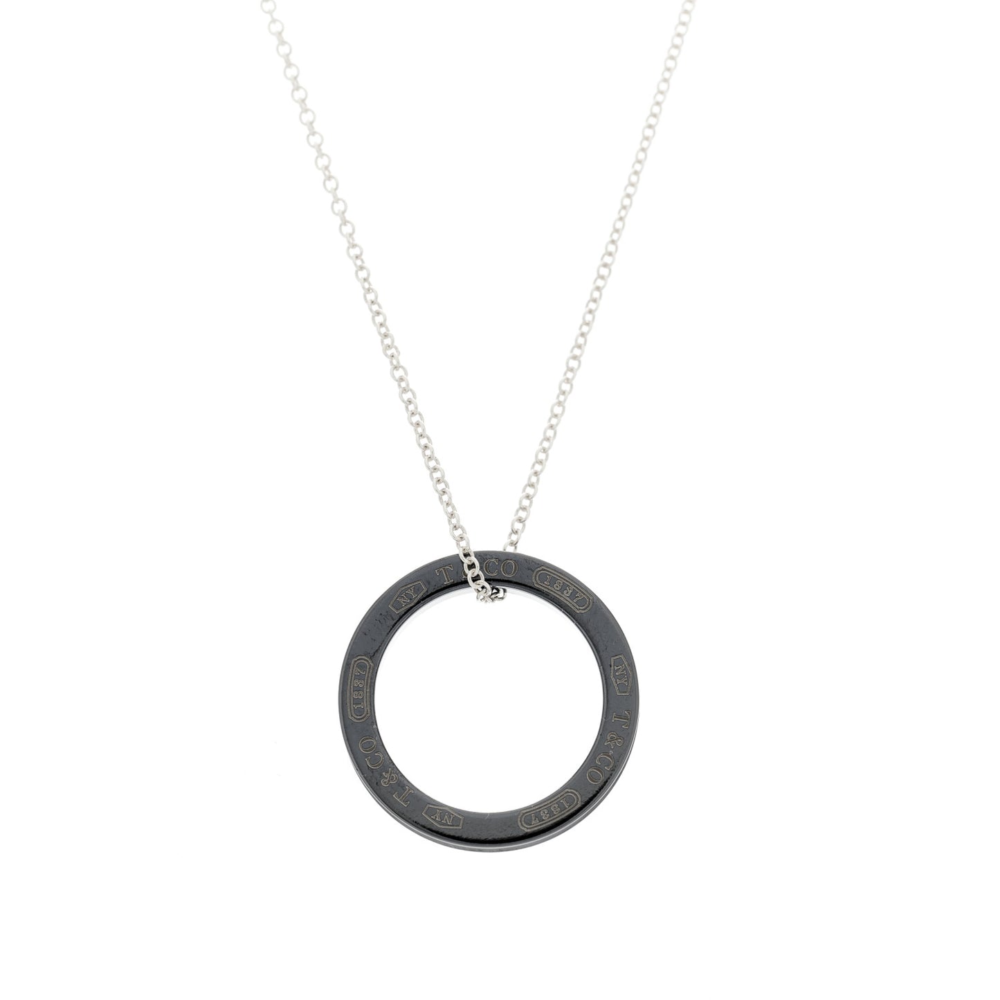 Sterling Silver Titanium 1837 Circle Pendant Necklace